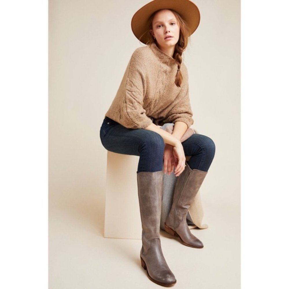 $429 Frye Carson Piping Redwood Mahogany Brown Real Leather Tall Riding Boot - Picture 6 of 13